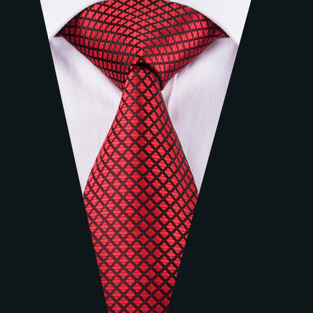 GentCrest Red Plaid Tie Hanky Cufflinks Set - Image 2