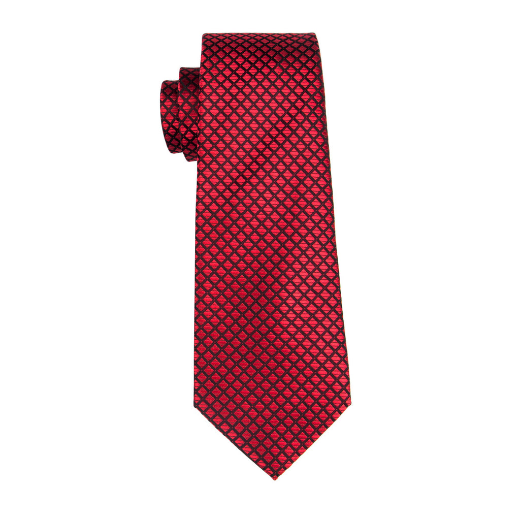 GentCrest Red Plaid Tie Hanky Cufflinks Set - Image 4