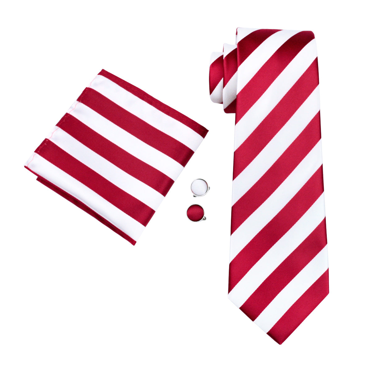 GentCrest Red Striped Tie Hanky Cufflinks Set - Image 6