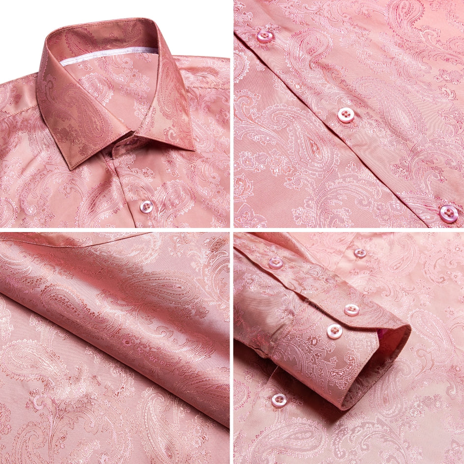 Baby Pink Paisley Dress Shirt - GentCrest - View 4