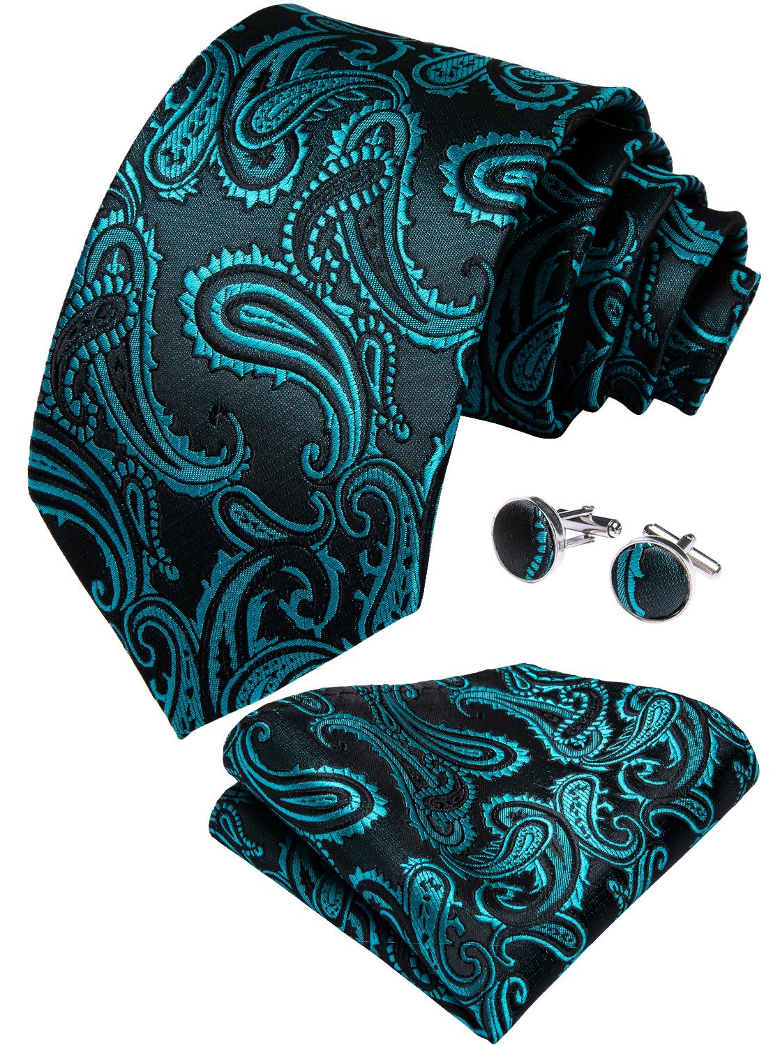 Electric Green Paisley Silk Tie Set - GentCrest - View 2