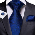 Luxury Blue Paisley Silk Tie Set - GentCrest