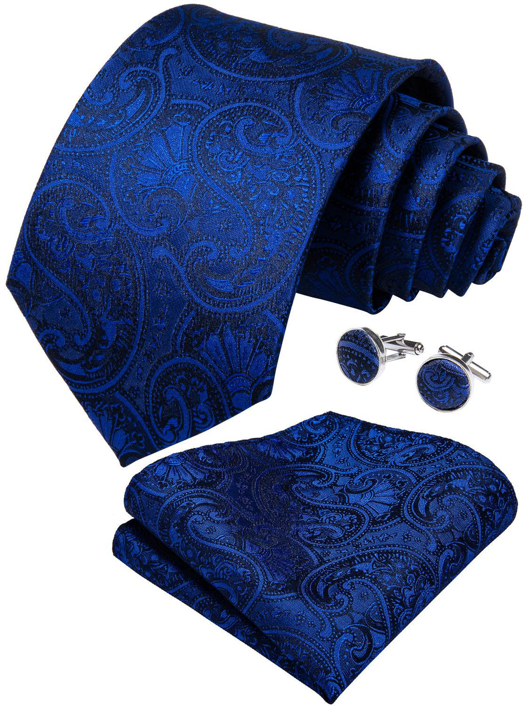 Luxury Blue Paisley Silk Tie Set - GentCrest - View 2