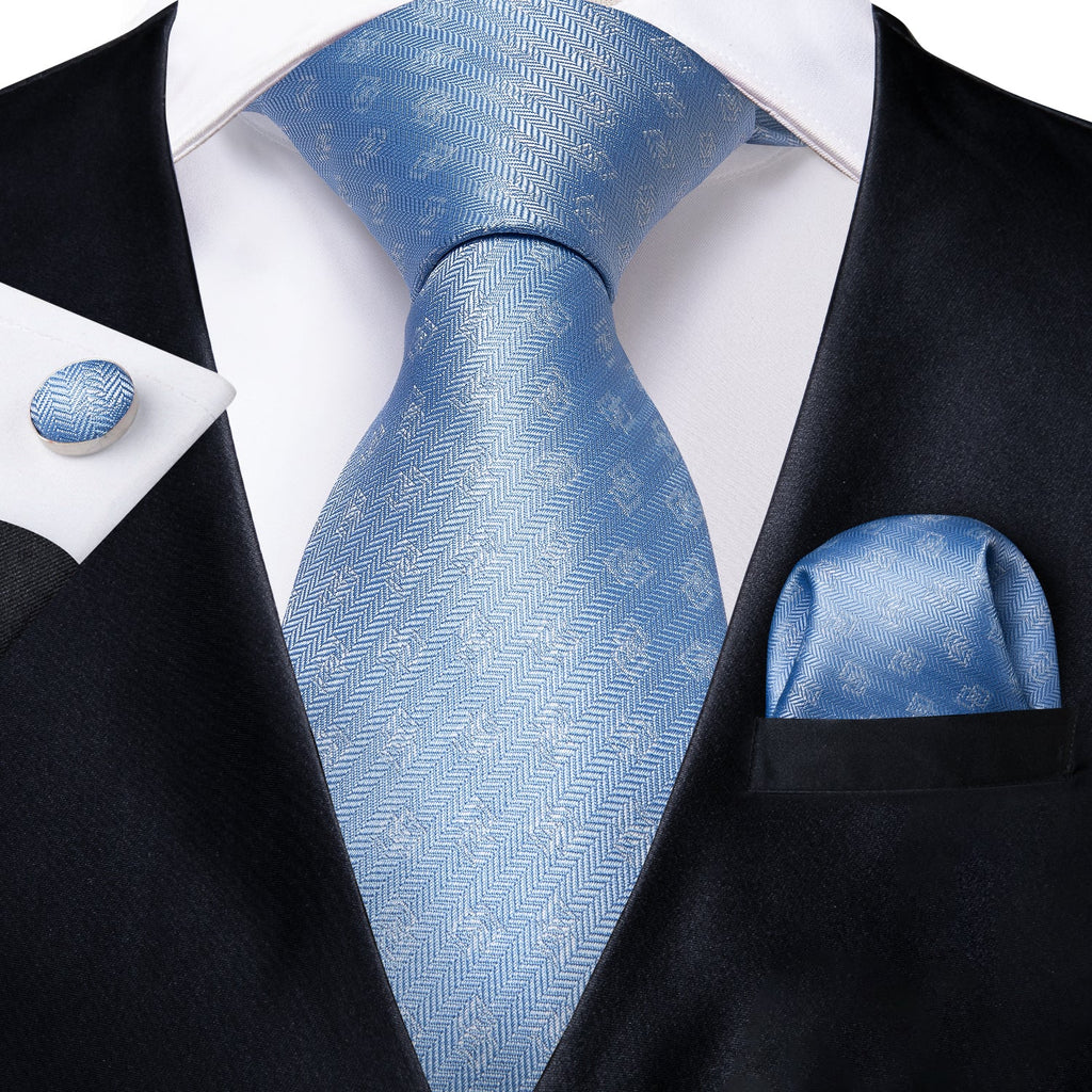 Sky Blue Silk Tie Set - GentCrest