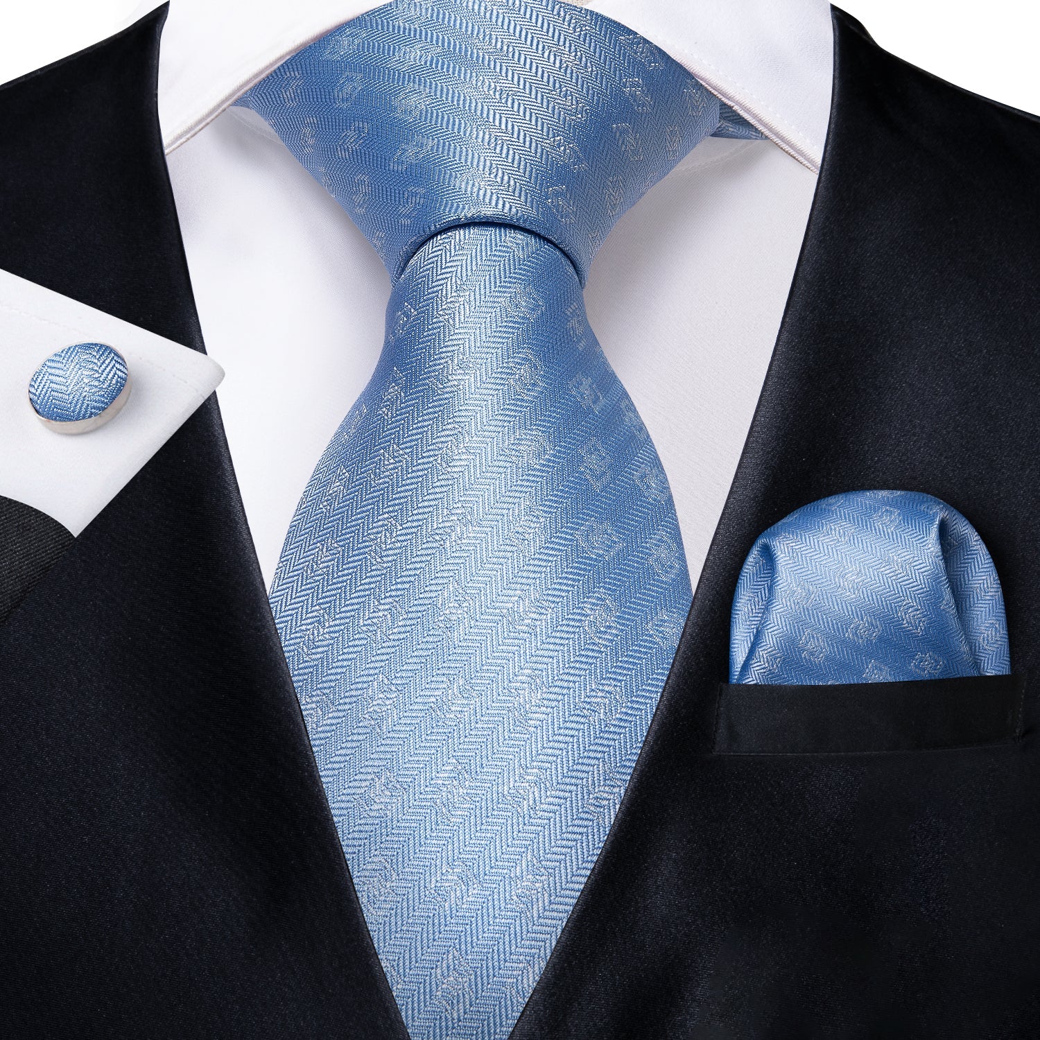 Sky Blue Silk Tie Set - GentCrest