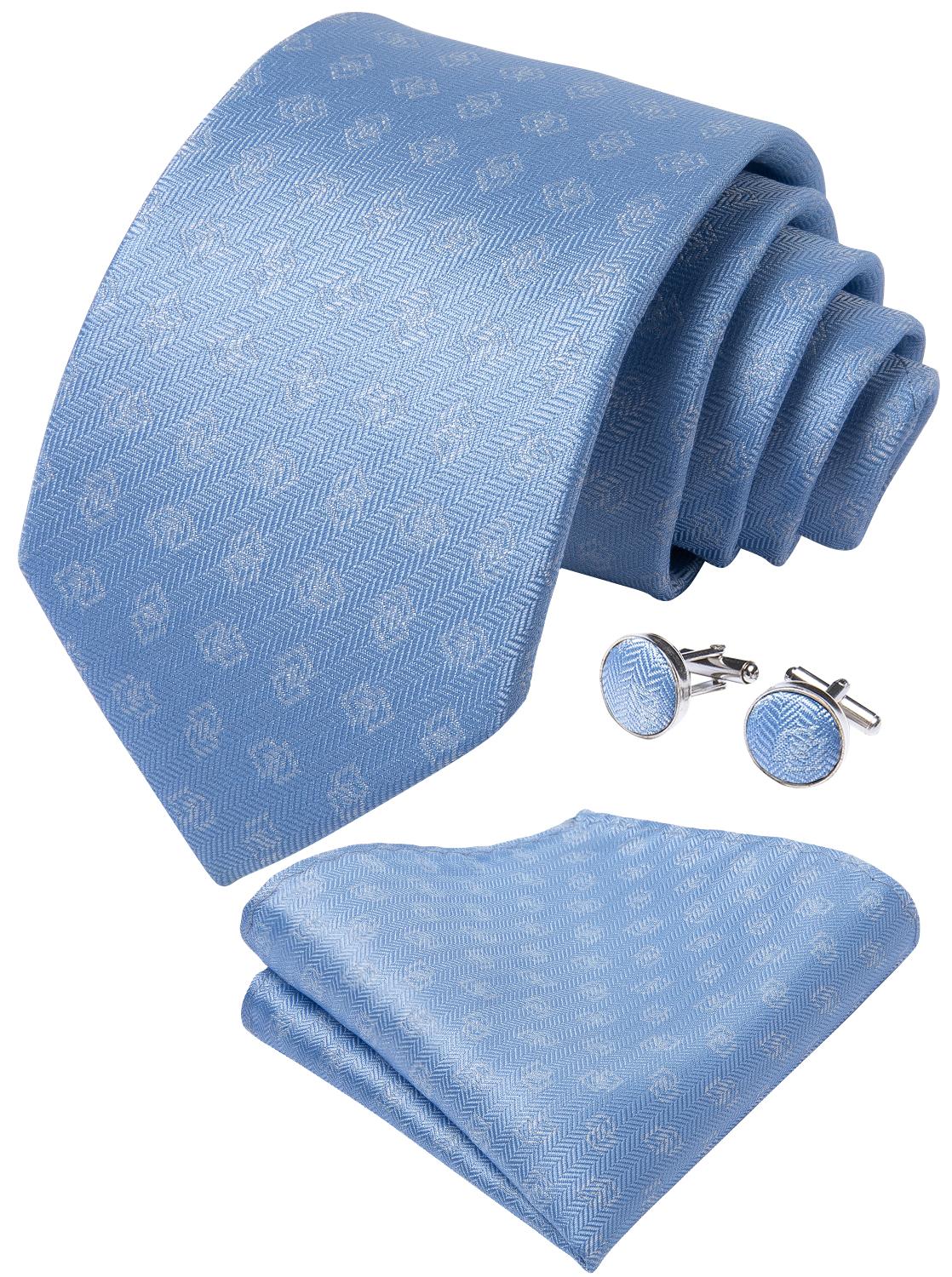 Sky Blue Silk Tie Set - GentCrest - View 2