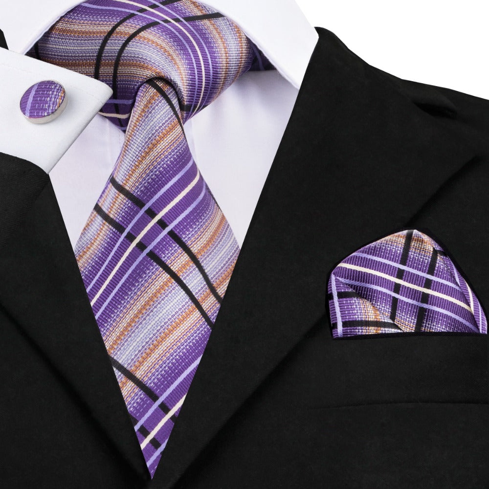 Purple Planet Silk Tie Set - GentCrest