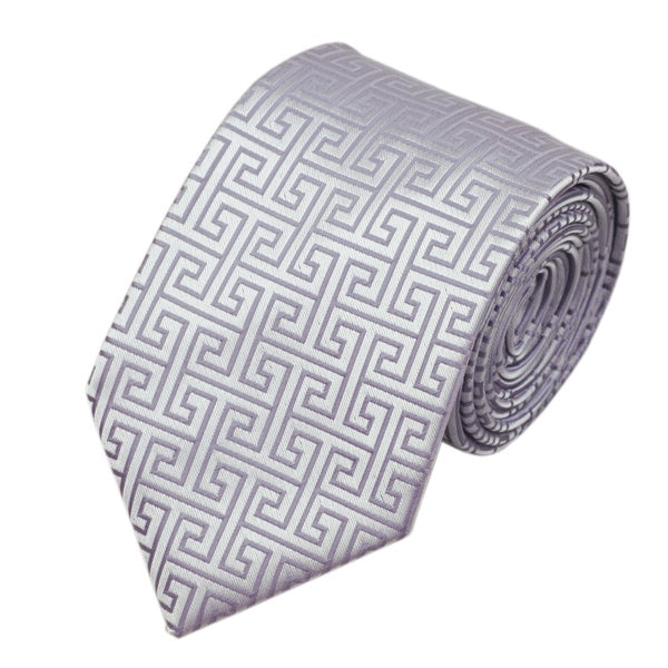 Silver Silk Tie Set with Pocket Square & Cufflinks - GentCrest - View 5