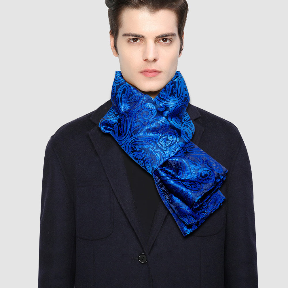 Royal Blue Paisley Silk Scarf - GentCrest - View 2