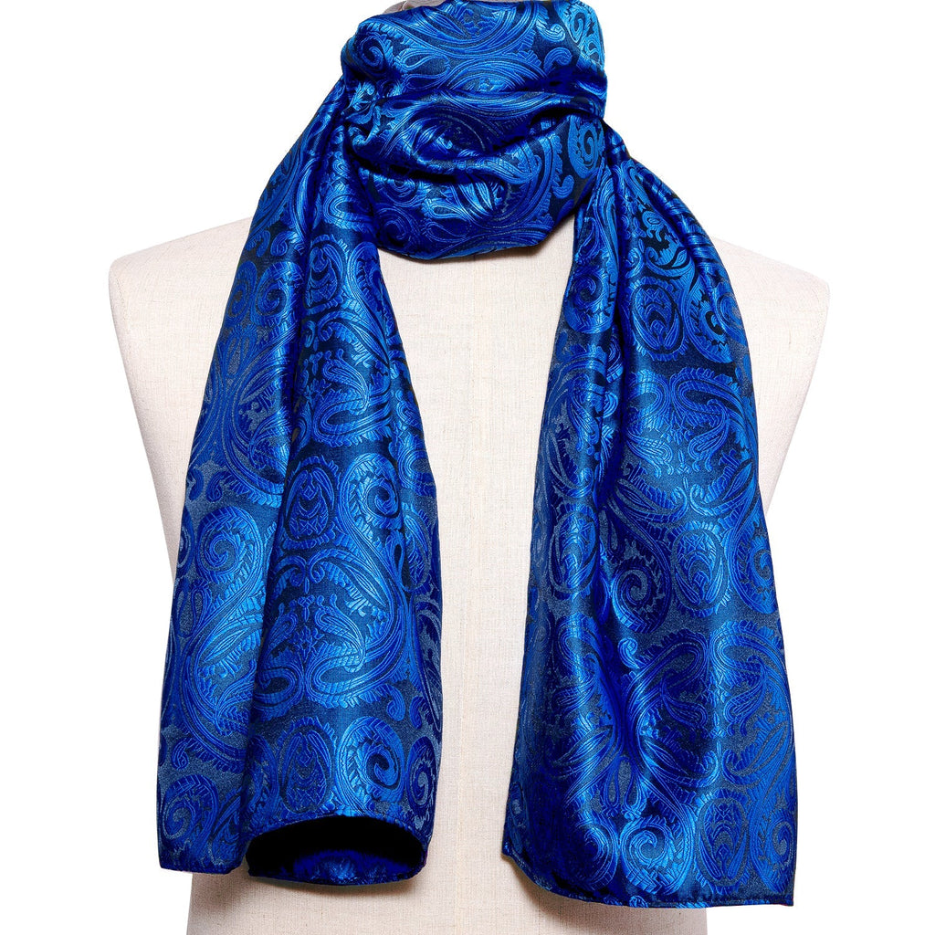 Royal Blue Paisley Silk Scarf - GentCrest - View 3