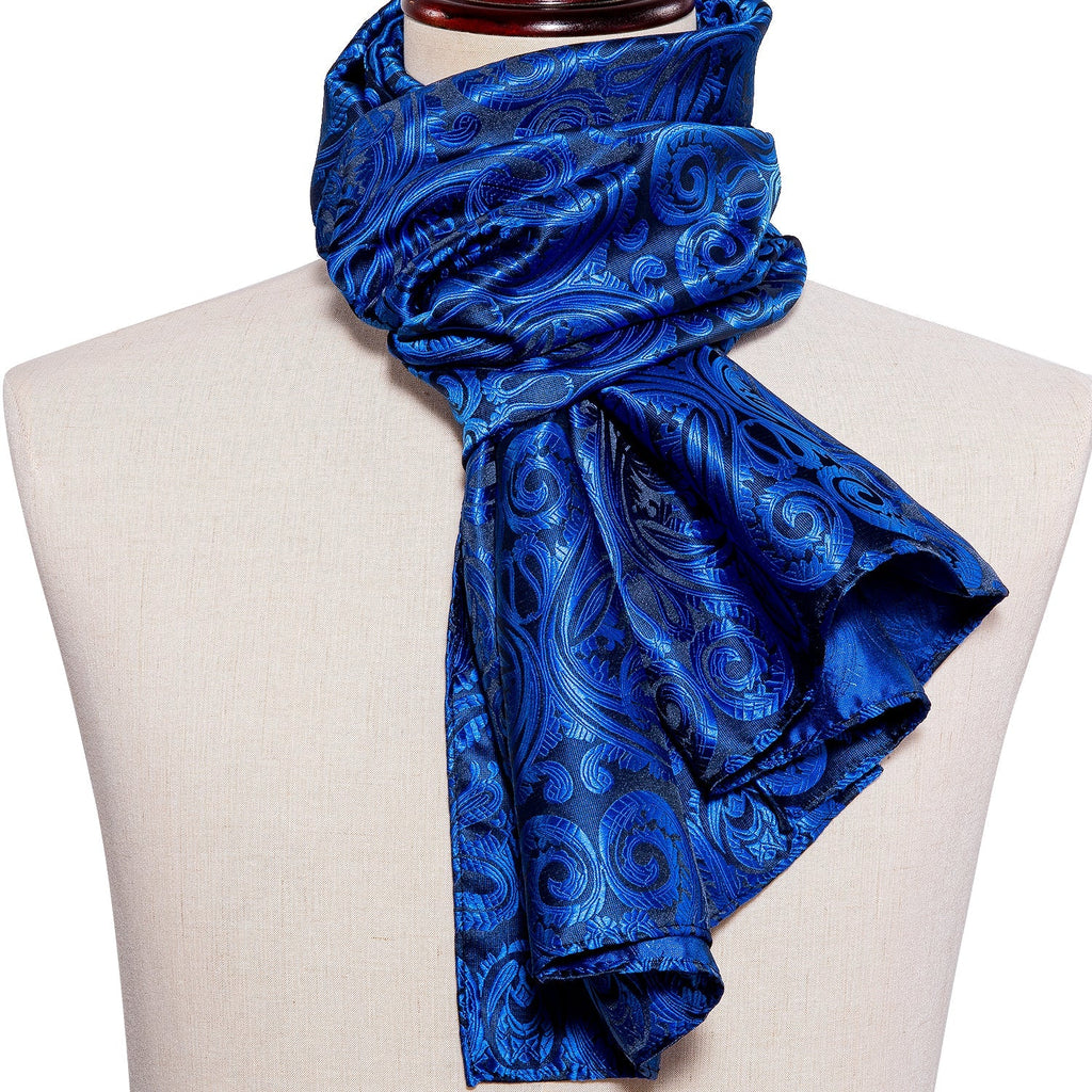 Royal Blue Paisley Silk Scarf - GentCrest - View 4
