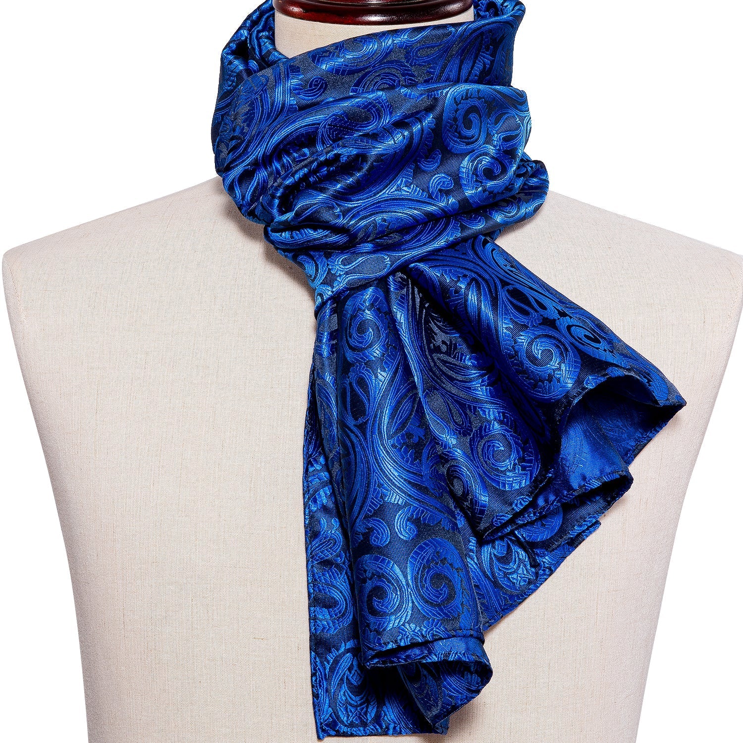 Royal Blue Paisley Silk Scarf - GentCrest - View 4