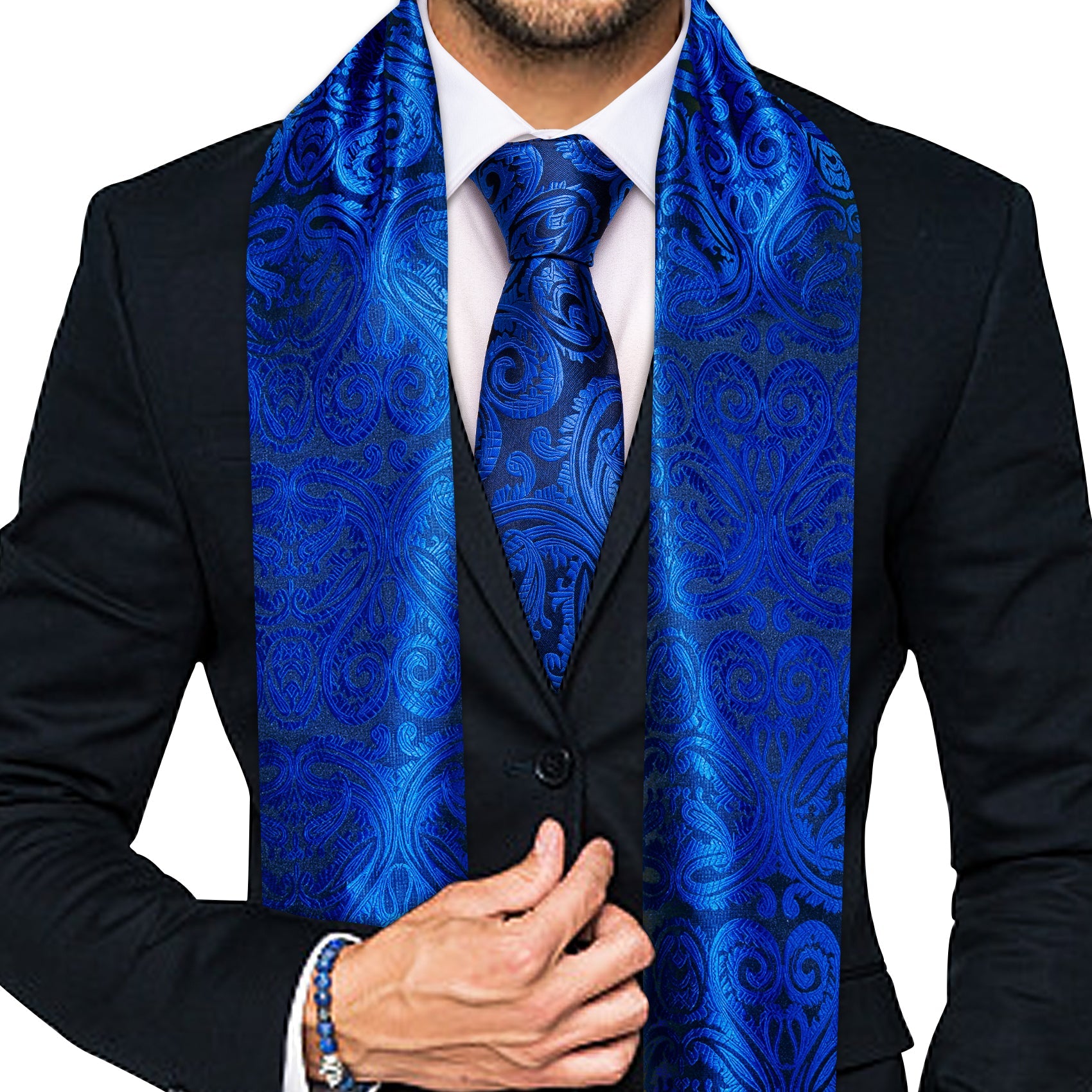 GentCrest Blue Paisley Men's Scarf - Image 1