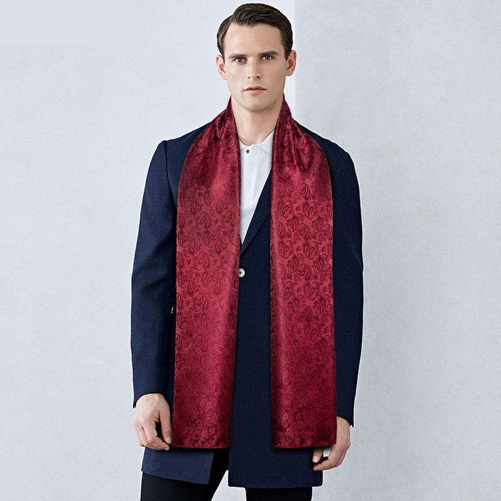 Burgundy Paisley Silk Scarf - GentCrest