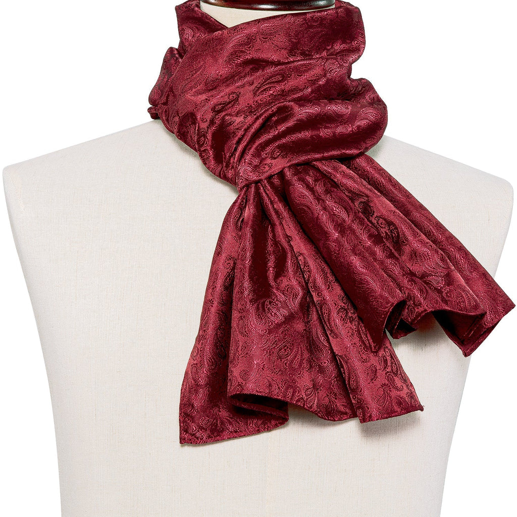 Burgundy Paisley Silk Scarf - GentCrest - View 2