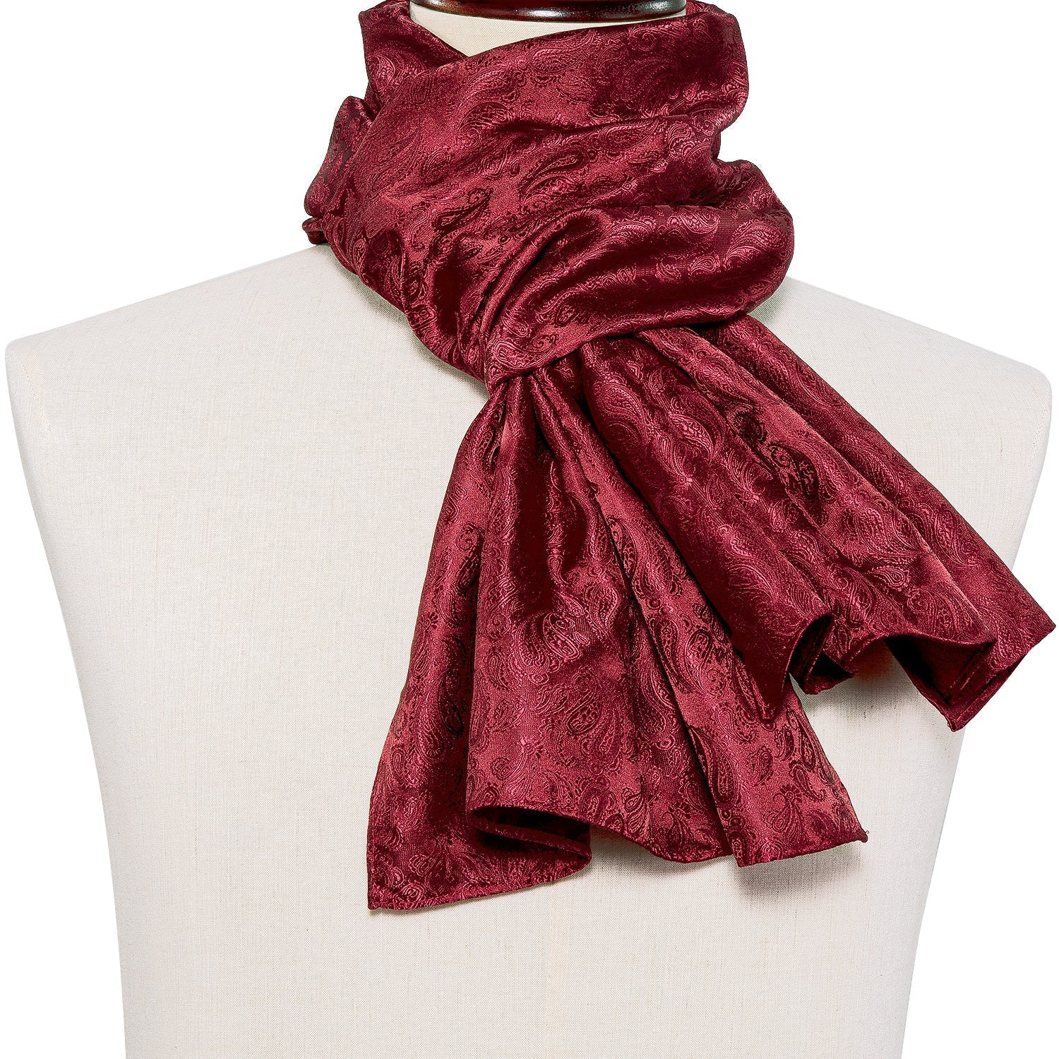 Burgundy Paisley Silk Scarf - GentCrest - View 2