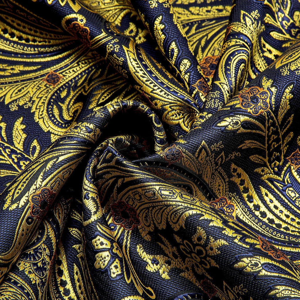 Navy and Yellow Floral Silk Scarf - GentCrest - View 5