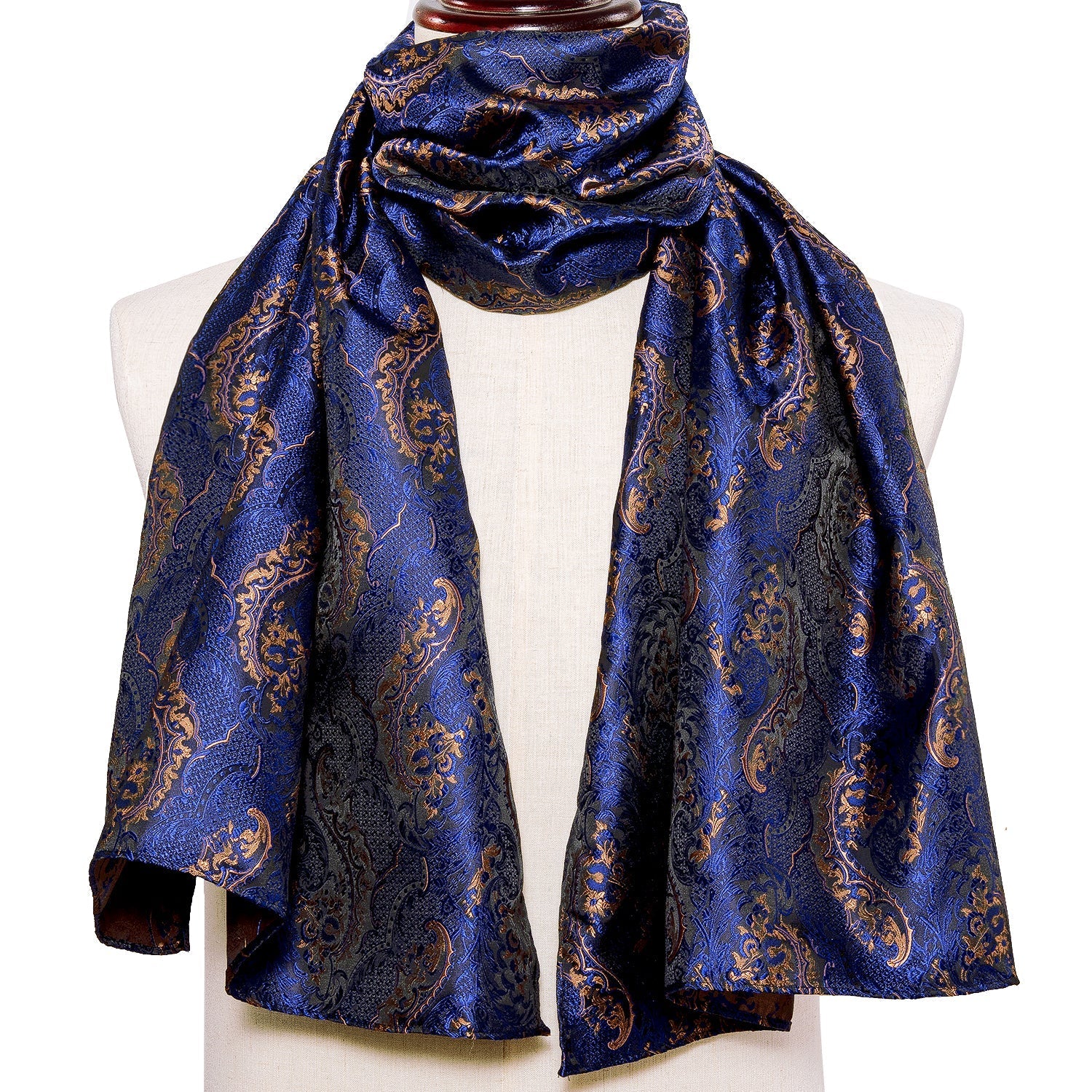 Blue Floral Silk Scarf - GentCrest - View 3