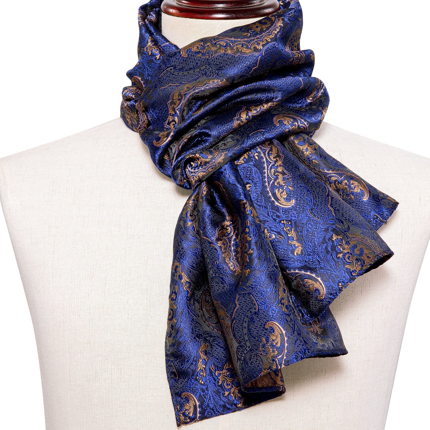 Blue Floral Silk Scarf - GentCrest - View 4