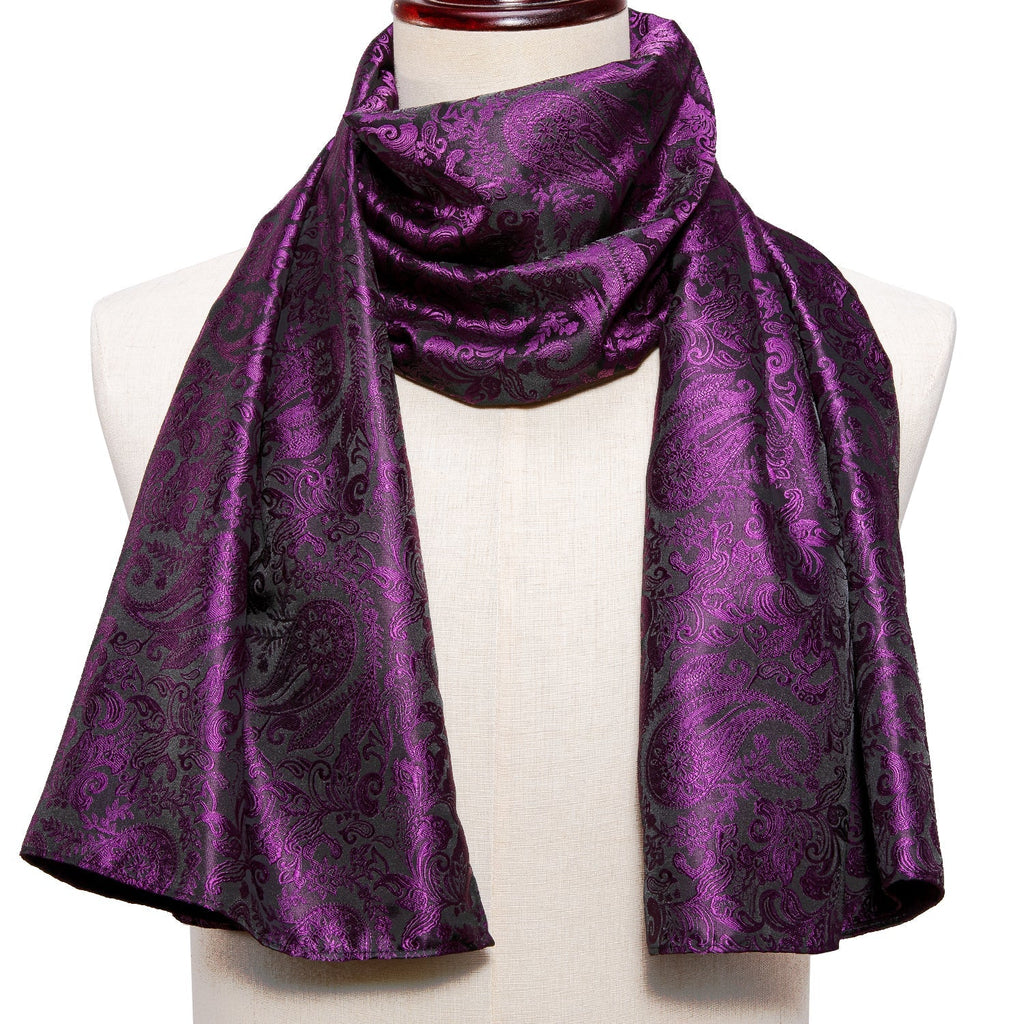Purple Paisley Silk Scarf - GentCrest - View 3