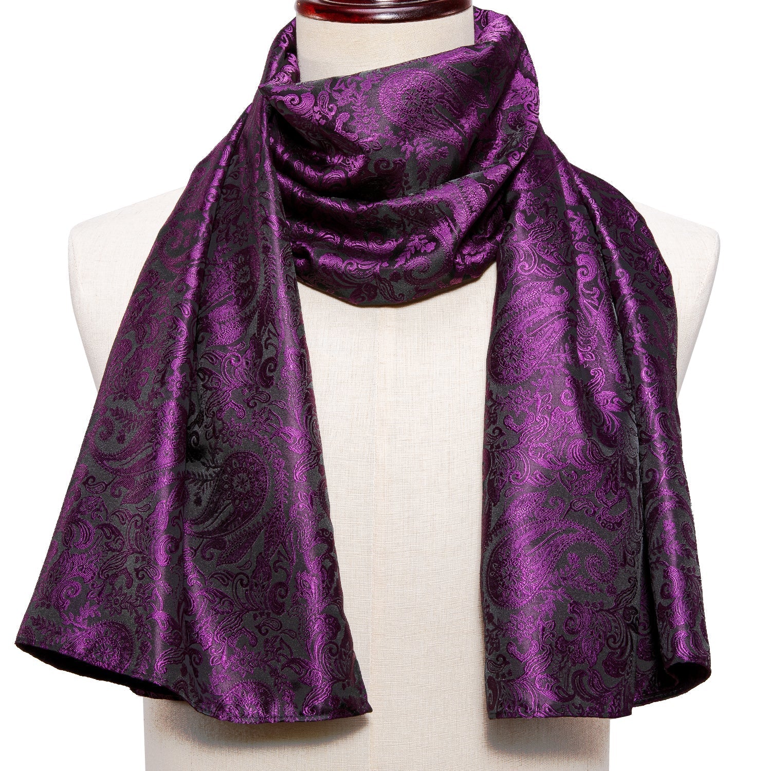 Purple Paisley Silk Scarf - GentCrest - View 3