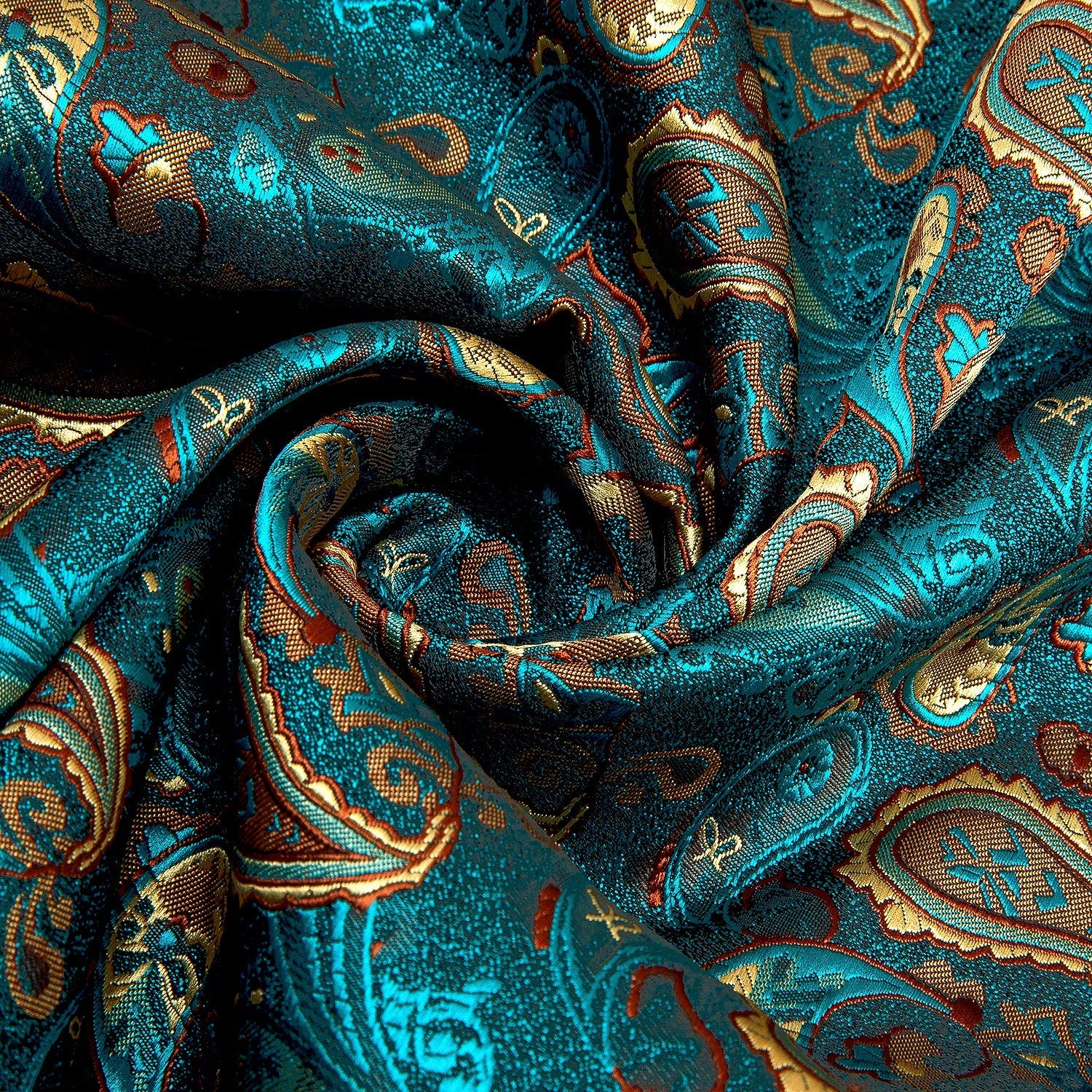 Green and Gold Paisley Silk Scarf - GentCrest - View 5