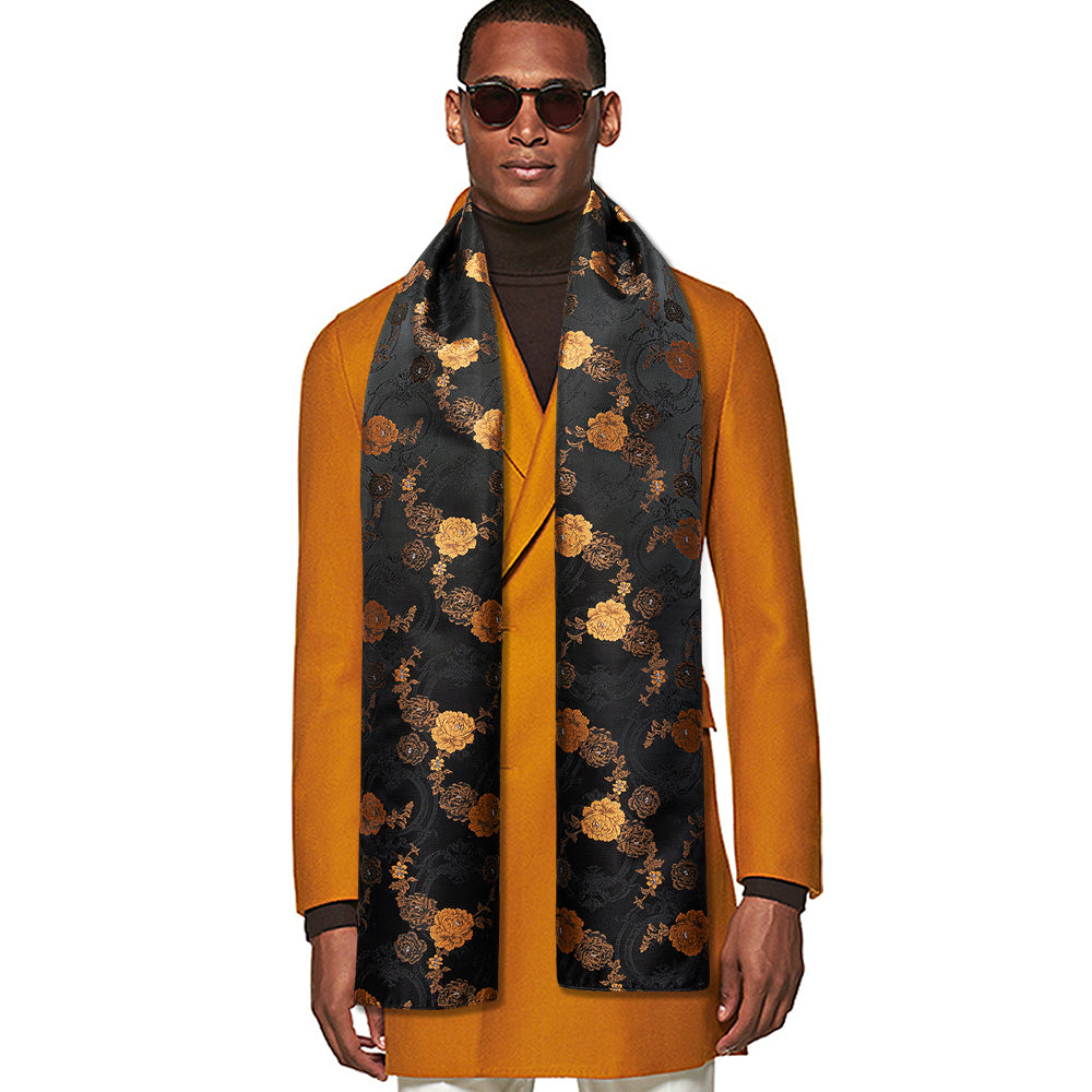 GentCrest Black Floral Men's Scarf - Image 2