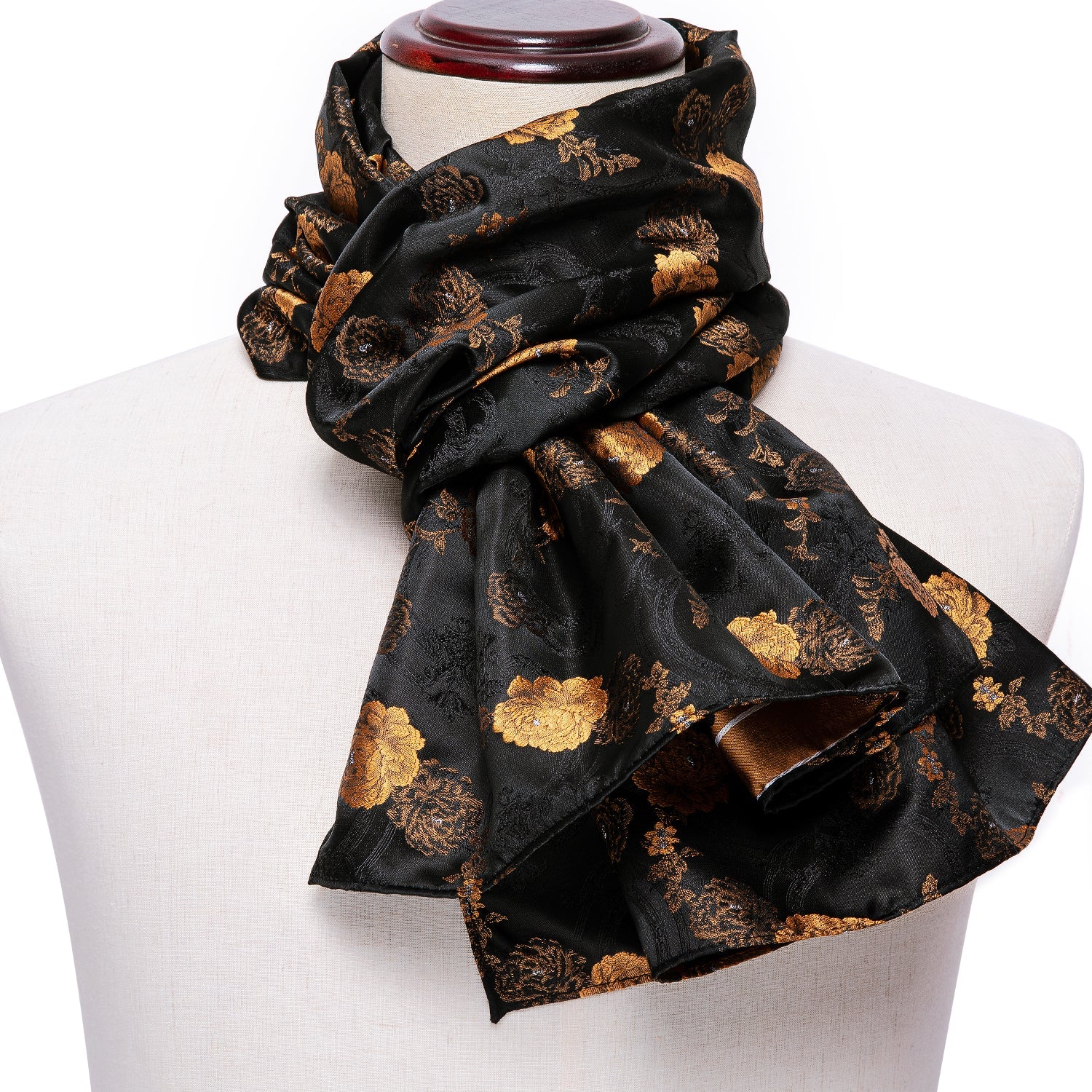 GentCrest Black Floral Men's Scarf - Image 4