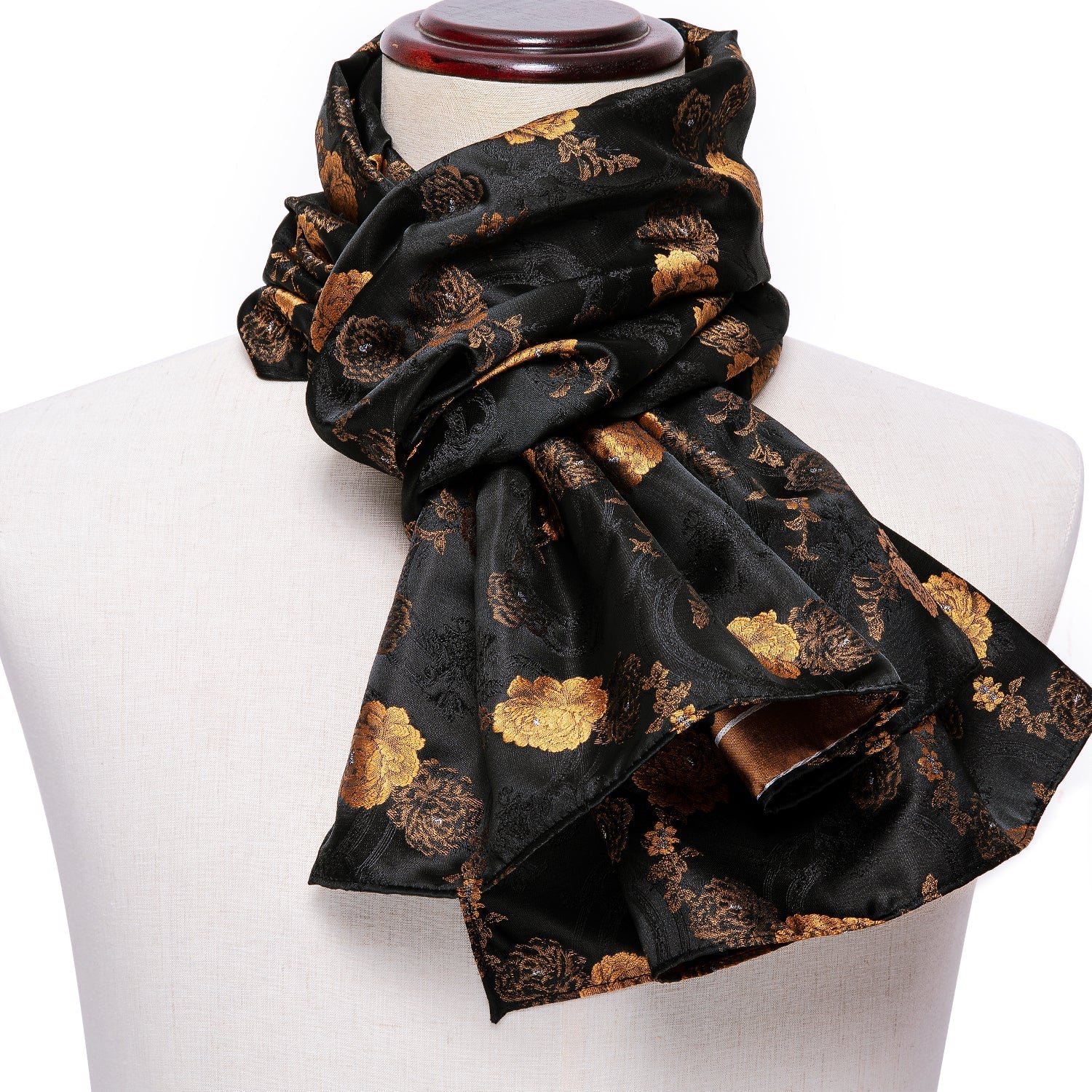 GentCrest Black Floral Men's Scarf - Image 5