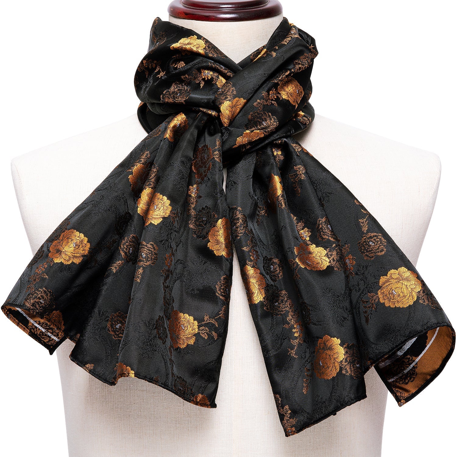 GentCrest Black Floral Men's Scarf - Image 6