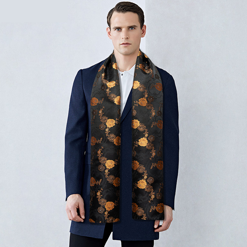 GentCrest Black Floral Men's Scarf - Image 9