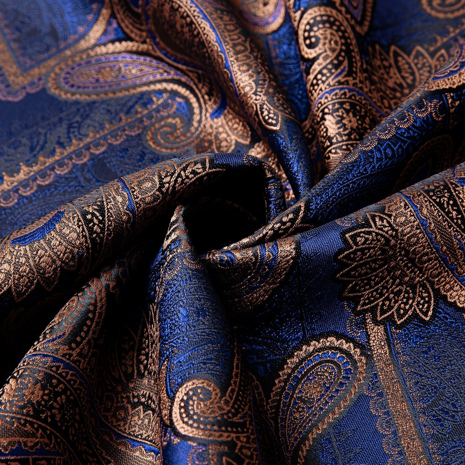 Blue and Bronze Paisley Silk Scarf - GentCrest - View 5