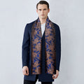 Blue and Bronze Paisley Silk Scarf - GentCrest