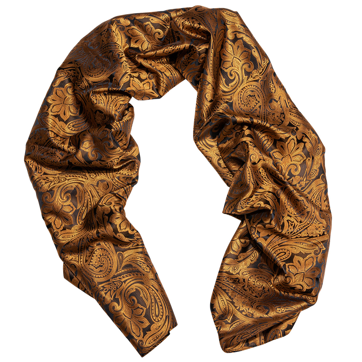 Luxury Gold Black Floral Silk Scarf - GentCrest - View 4