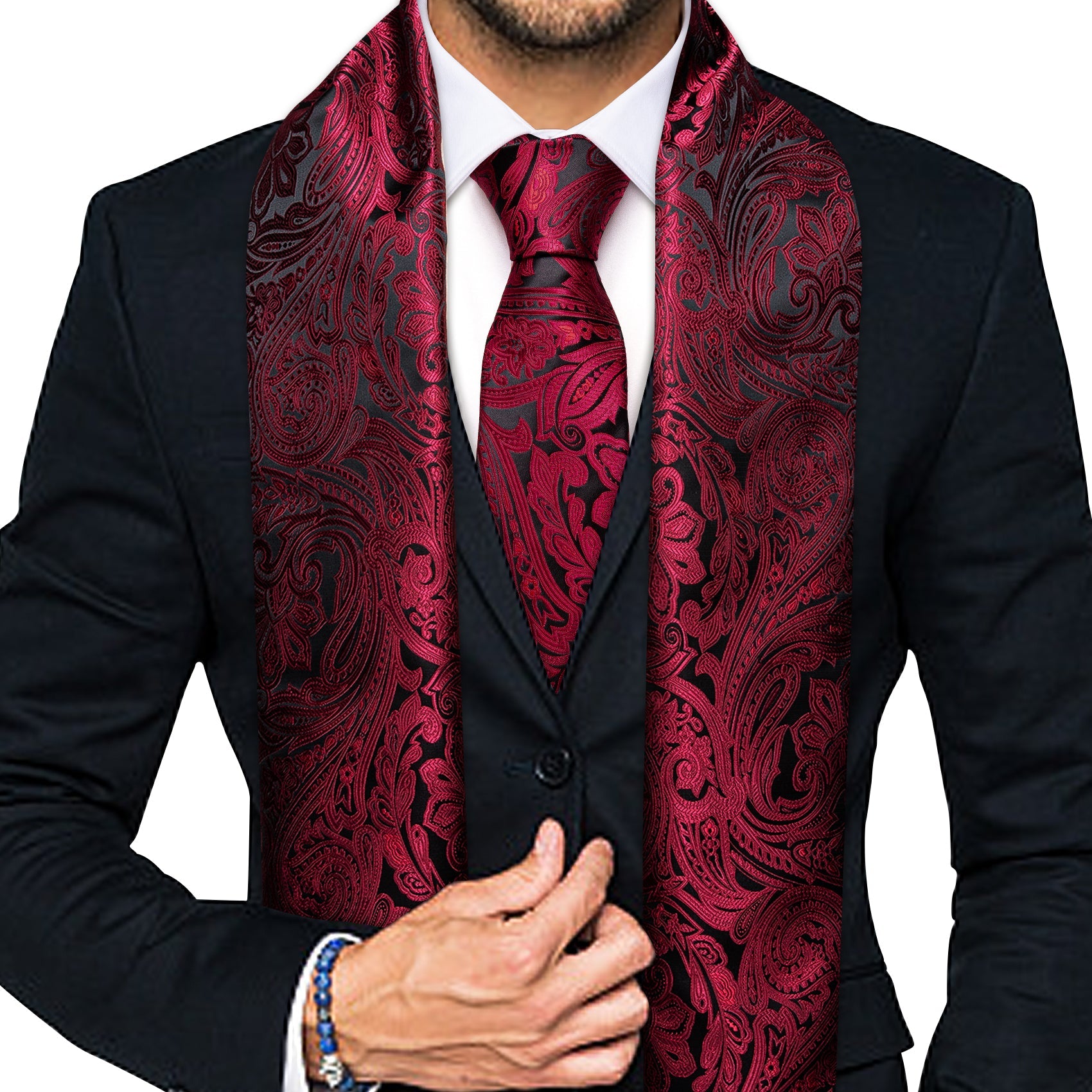 GentCrest Black Paisley Men's Scarf - Image 1