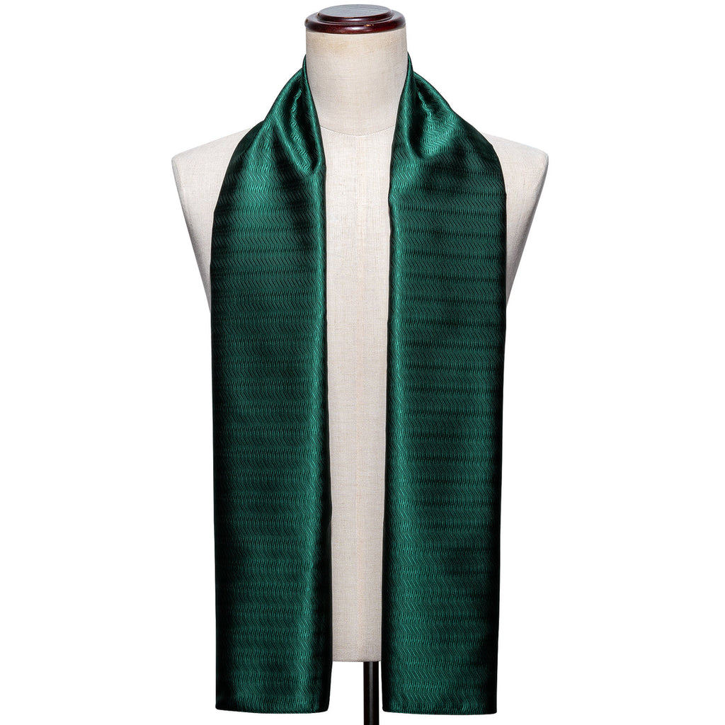 Luxury Green Plaid Silk Scarf - GentCrest - View 4