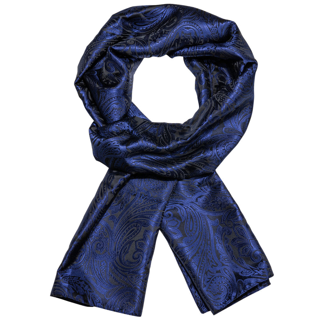 Luxury Blue Floral Silk Scarf - GentCrest - View 2