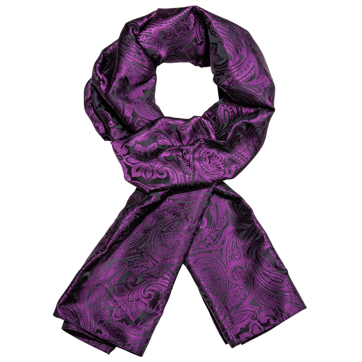 Luxury Purple Black Floral Silk Scarf - GentCrest - View 9