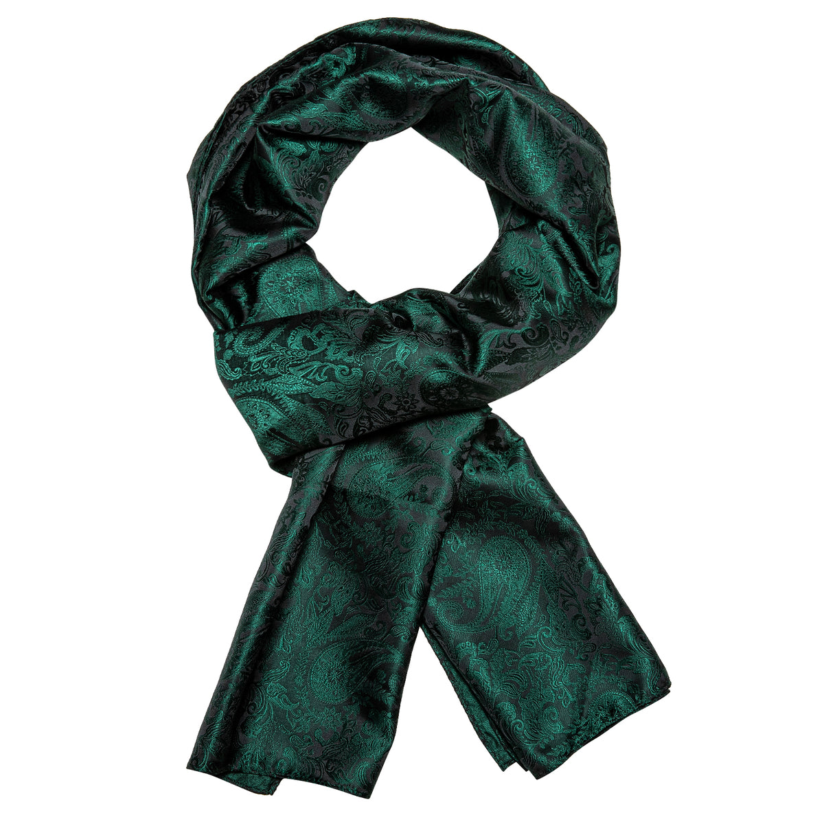 Luxury Green Floral Silk Scarf - GentCrest - View 2