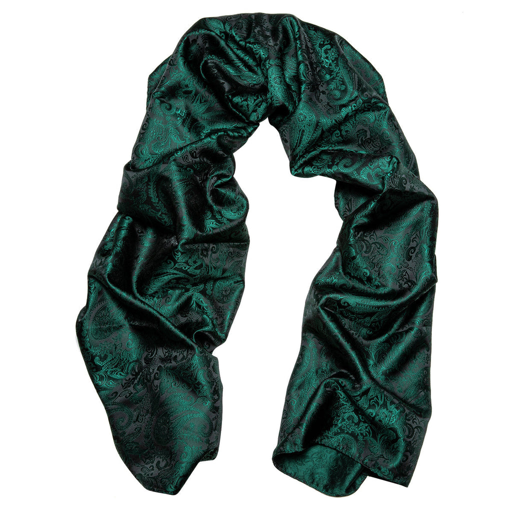 Luxury Green Floral Silk Scarf - GentCrest - View 4