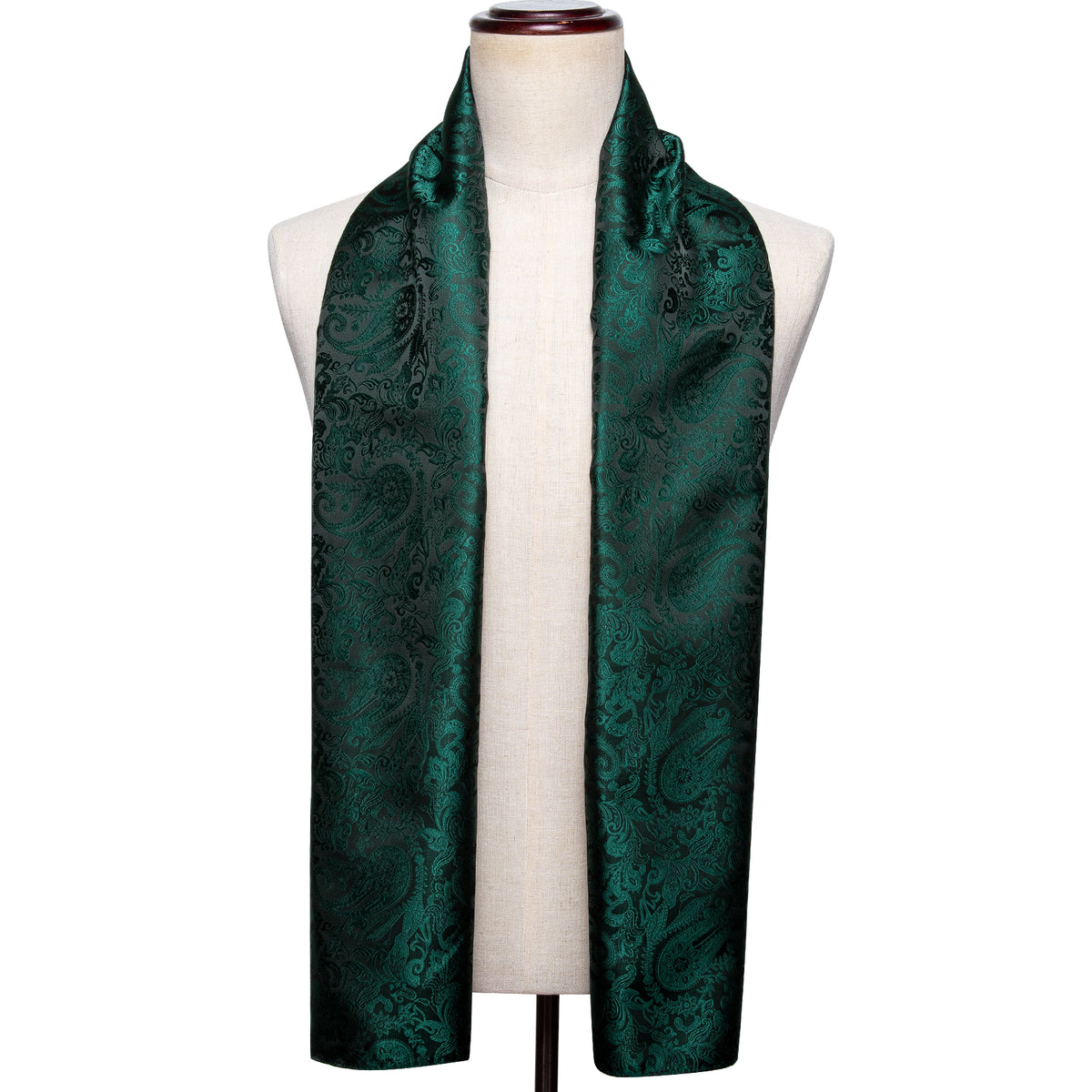Luxury Green Floral Silk Scarf - GentCrest - View 3