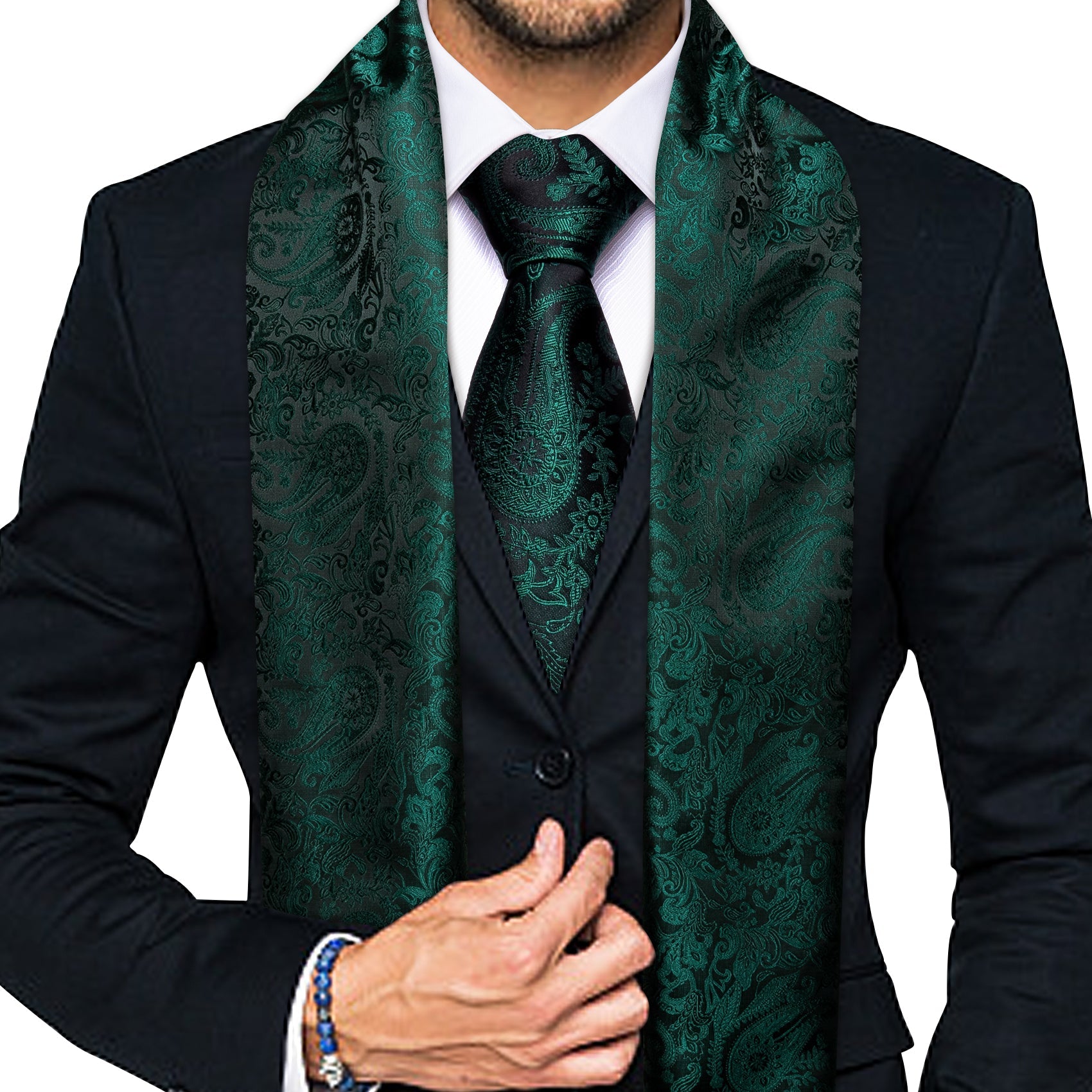GentCrest Black Paisley Men's Scarf - Image 1