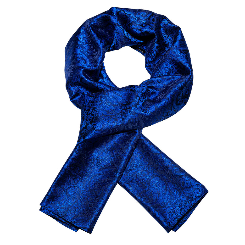 Luxury Blue Paisley Silk Scarf - GentCrest - View 3