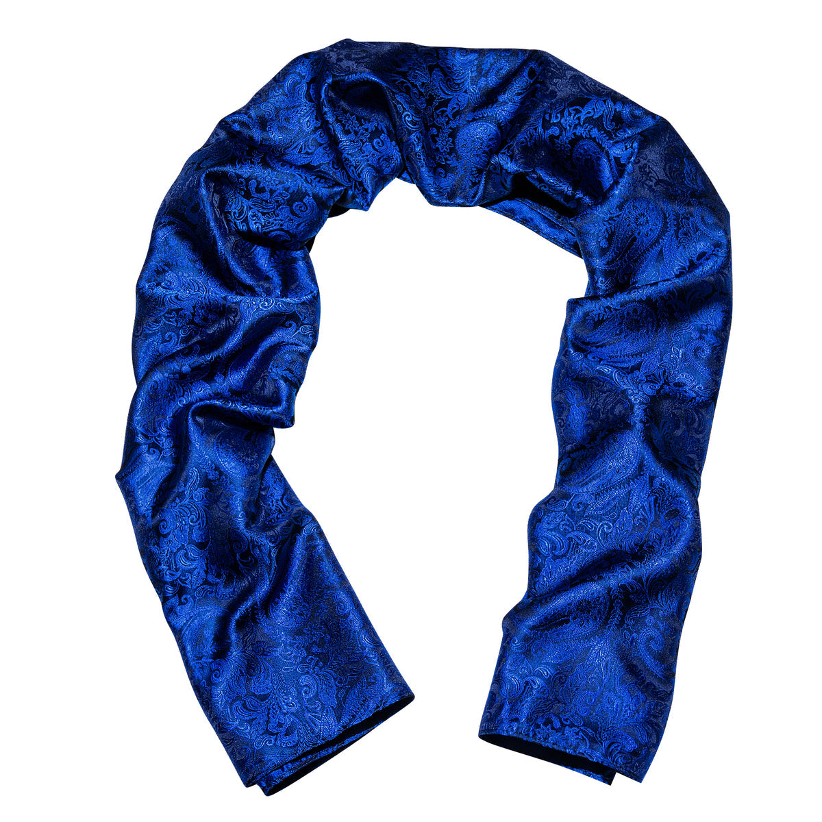 Luxury Blue Paisley Silk Scarf - GentCrest - View 4