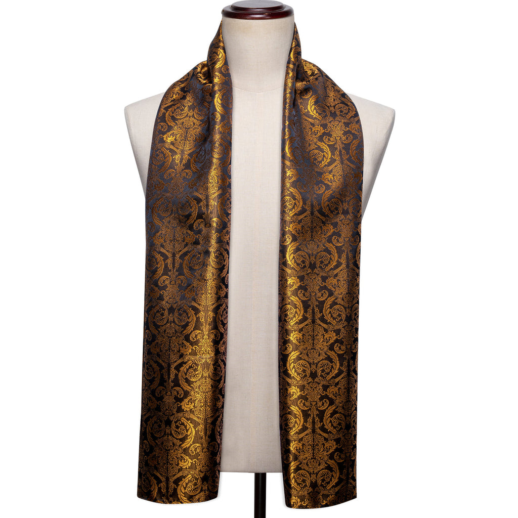 Luxury Black Gold Paisley Silk Scarf - GentCrest - View 2