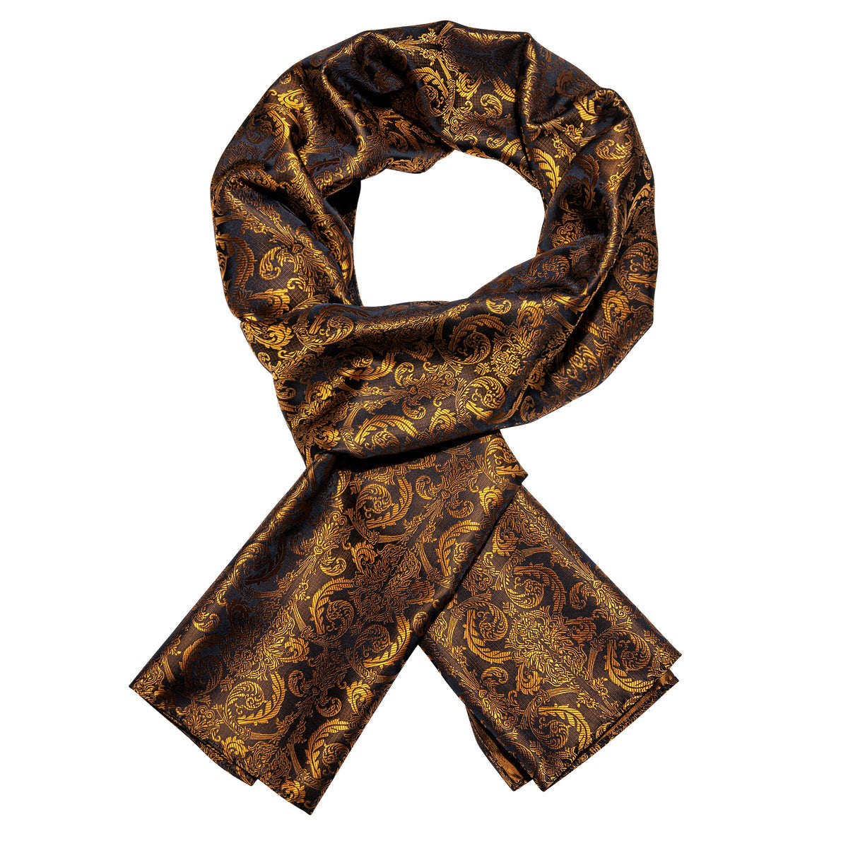 Luxury Black Gold Paisley Silk Scarf - GentCrest - View 3