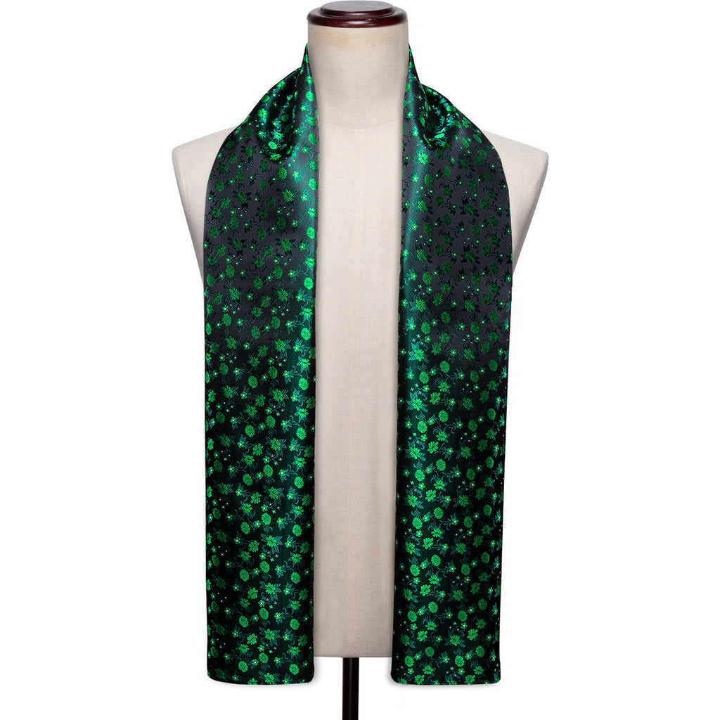 Bright Green Flower Silk Scarf - GentCrest - View 2