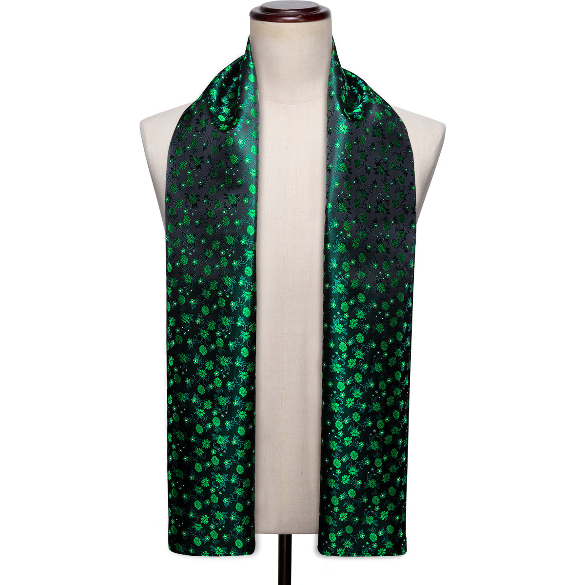 Bright Green Flower Silk Scarf - GentCrest - View 2