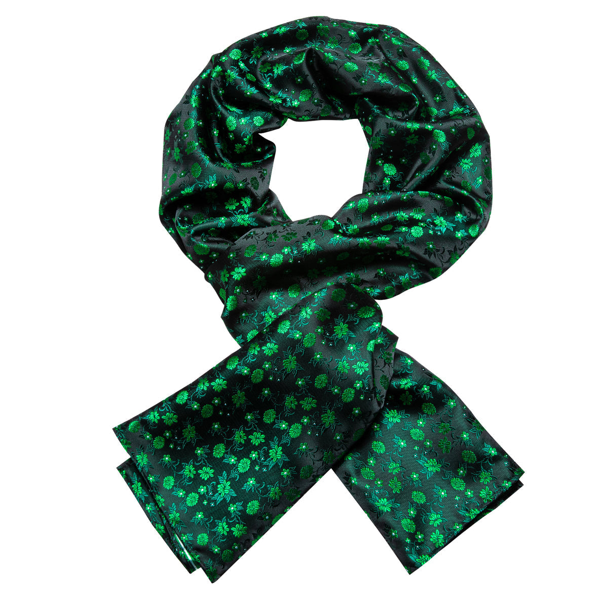 Bright Green Flower Silk Scarf - GentCrest - View 3