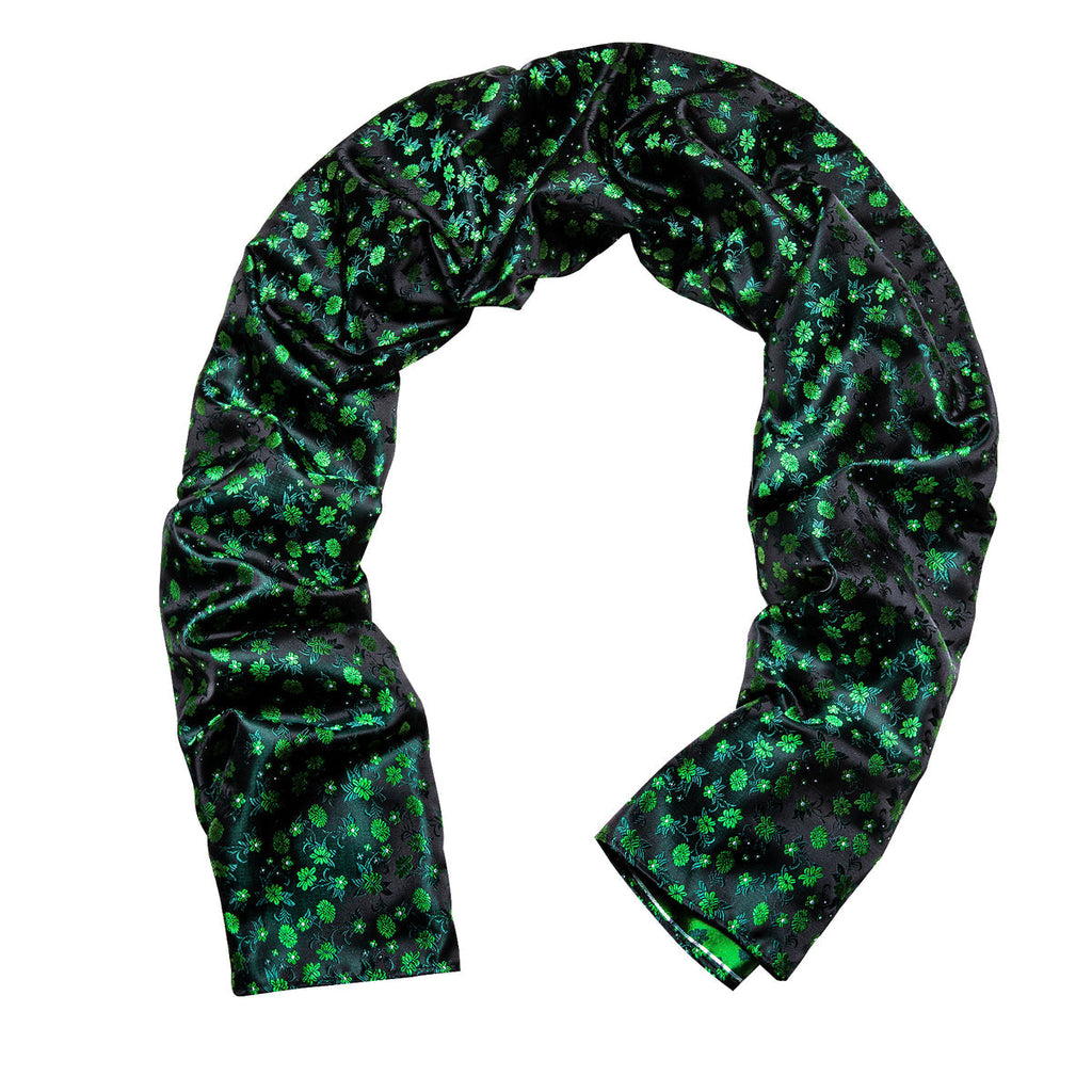 Bright Green Flower Silk Scarf - GentCrest - View 4